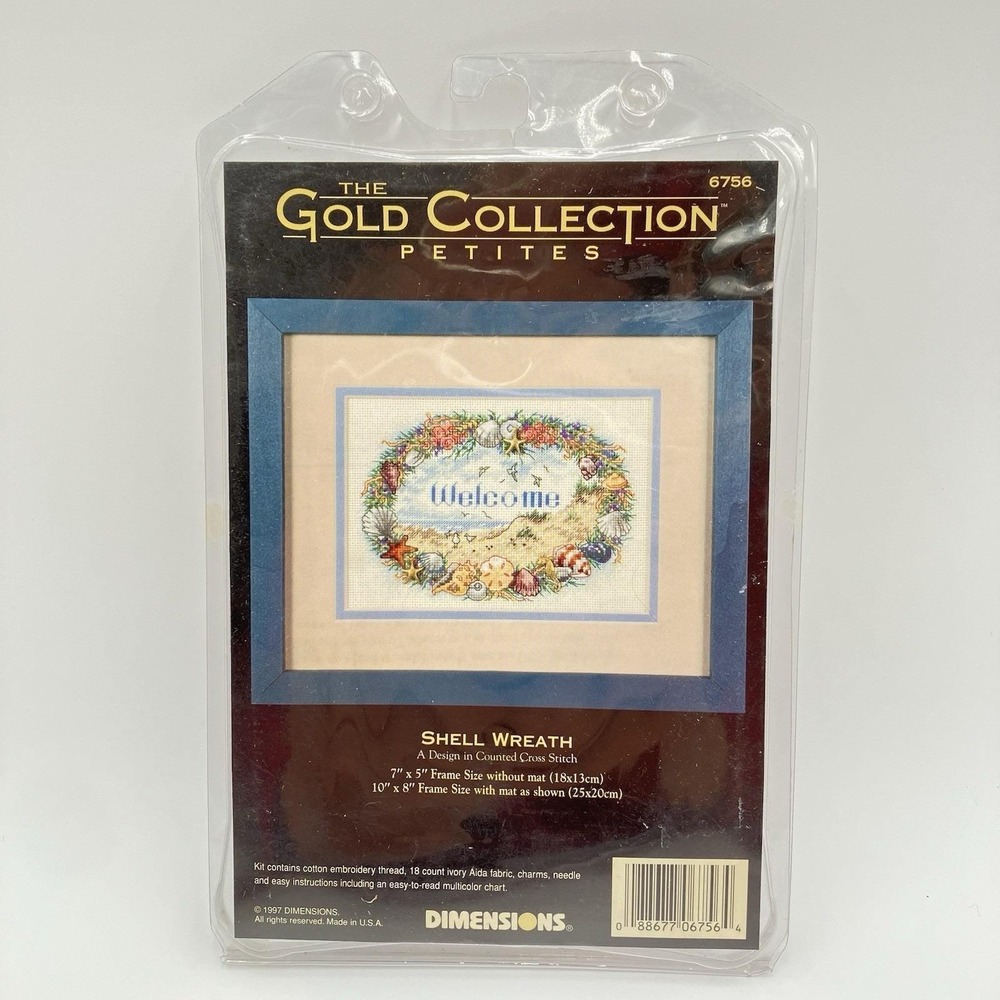 Dimensions Gold Collection Petites Shell Wreath Cross Stitch Kit 6756 Vintage 97